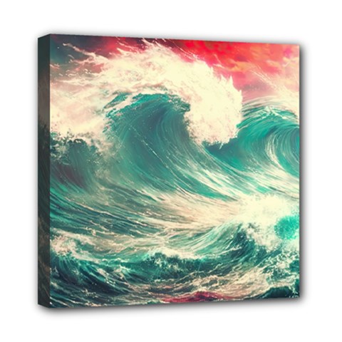 Storm Tsunami Waves Ocean Sea Nautical Nature 2 Mini Canvas 8  X 8  (stretched)