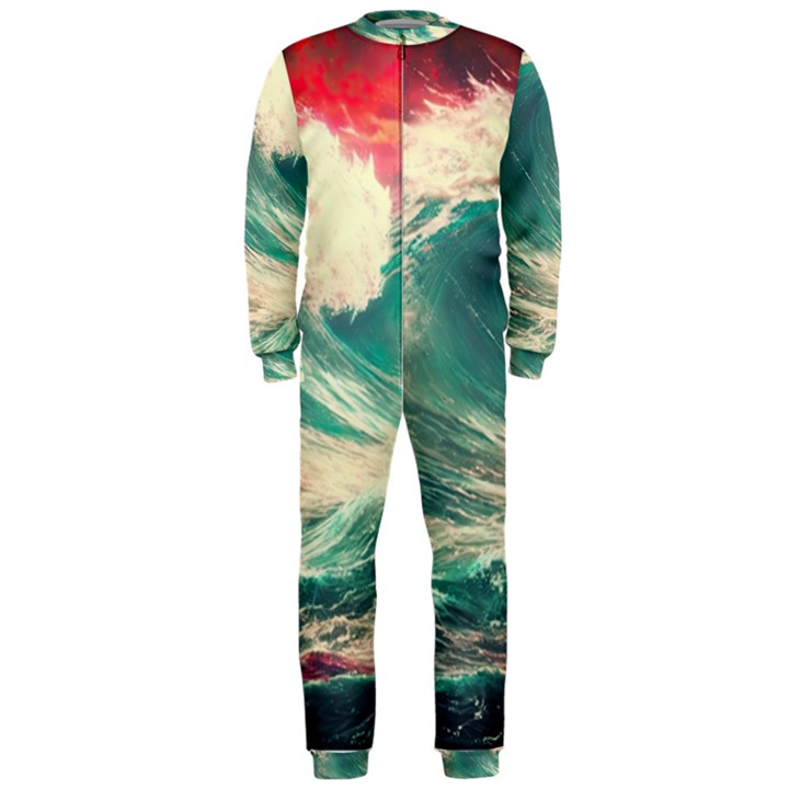 Storm Tsunami Waves Ocean Sea Nautical Nature 2 OnePiece Jumpsuit (Men)