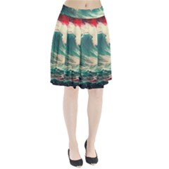 Storm Tsunami Waves Ocean Sea Nautical Nature 2 Pleated Skirt