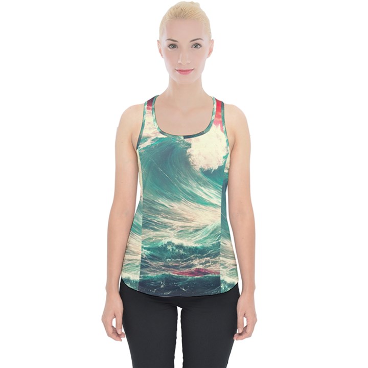 Storm Tsunami Waves Ocean Sea Nautical Nature 2 Piece Up Tank Top