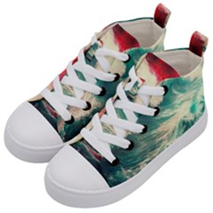 Storm Tsunami Waves Ocean Sea Nautical Nature 2 Kids  Mid-top Canvas Sneakers by Jancukart