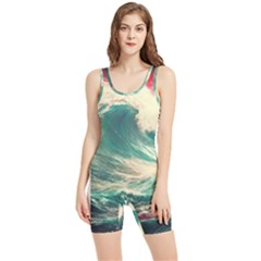 Storm Tsunami Waves Ocean Sea Nautical Nature 2 Women s Wrestling Singlet by Jancukart