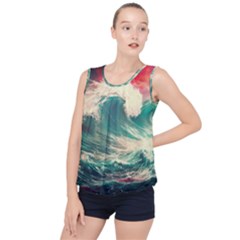 Storm Tsunami Waves Ocean Sea Nautical Nature 2 Bubble Hem Chiffon Tank Top by Jancukart