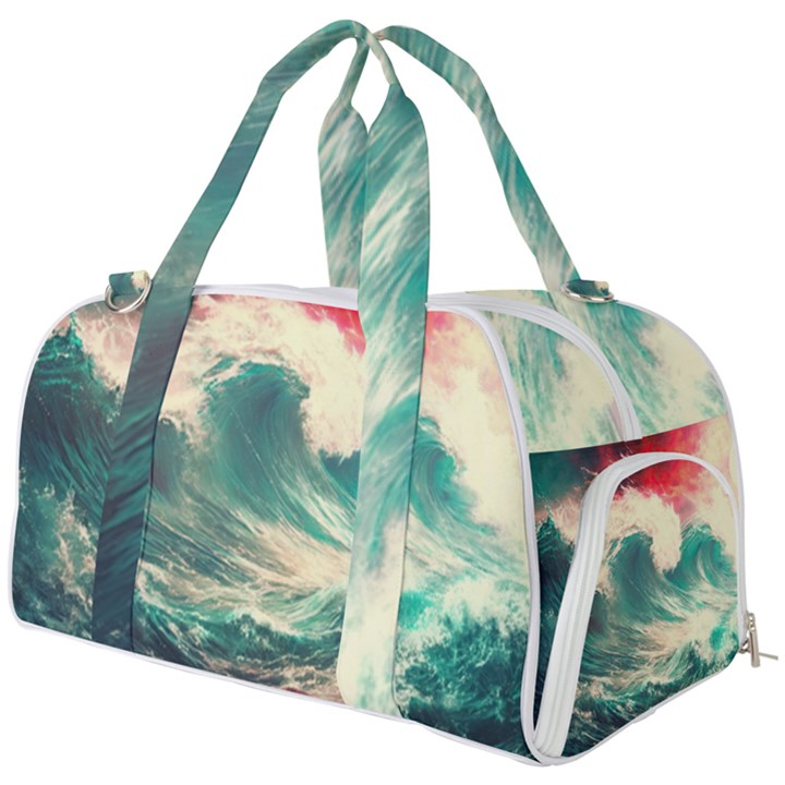 Storm Tsunami Waves Ocean Sea Nautical Nature 2 Burner Gym Duffel Bag