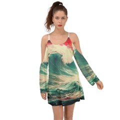 Storm Tsunami Waves Ocean Sea Nautical Nature 2 Boho Dress