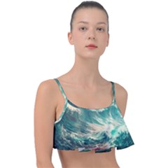 Storm Tsunami Waves Ocean Sea Nautical Nature 2 Frill Bikini Top