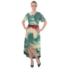 Storm Tsunami Waves Ocean Sea Nautical Nature 2 Front Wrap High Low Dress