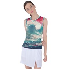 Storm Tsunami Waves Ocean Sea Nautical Nature 2 Women s Sleeveless Sports Top