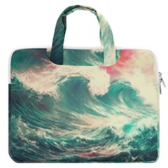 Storm Tsunami Waves Ocean Sea Nautical Nature 2 Macbook Pro 16  Double Pocket Laptop Bag  by Jancukart