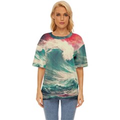 Storm Tsunami Waves Ocean Sea Nautical Nature 2 Oversized Basic Tee