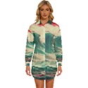 Storm Tsunami Waves Ocean Sea Nautical Nature 2 Womens Long Sleeve Shirt Dress View1