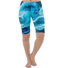 Waves Ocean Sea Tsunami Nautical 3 Cropped Leggings 