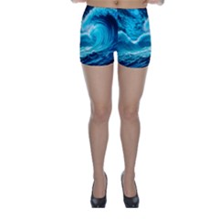 Waves Ocean Sea Tsunami Nautical 3 Skinny Shorts by Jancukart