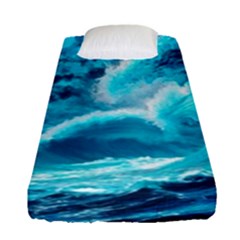 Waves Ocean Sea Tsunami Nautical 3 Fitted Sheet (single Size) by Jancukart