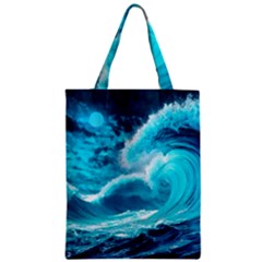 Waves Ocean Sea Tsunami Nautical 3 Zipper Classic Tote Bag by Jancukart