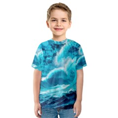 Waves Ocean Sea Tsunami Nautical 3 Kids  Sport Mesh Tee