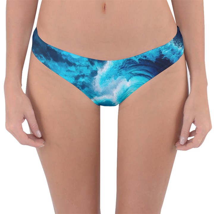 Waves Ocean Sea Tsunami Nautical 3 Reversible Hipster Bikini Bottoms