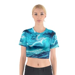 Waves Ocean Sea Tsunami Nautical 3 Cotton Crop Top