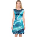 Waves Ocean Sea Tsunami Nautical 3 Capsleeve Midi Dress View1