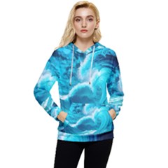 Waves Ocean Sea Tsunami Nautical 3 Women s Lightweight Drawstring Hoodie