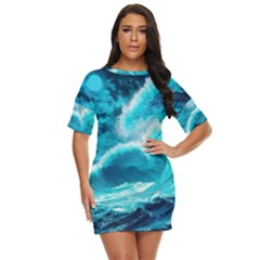 Waves Ocean Sea Tsunami Nautical 3 Just Threw It On Dress