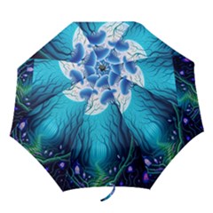 Forrest Jungle Blue Artwork Folding Umbrellas