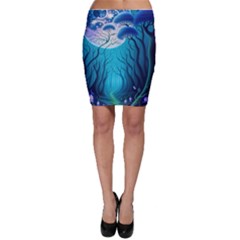 Forrest Jungle Blue Artwork Bodycon Skirt