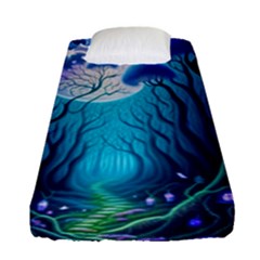 Forrest Jungle Blue Artwork Fitted Sheet (single Size)