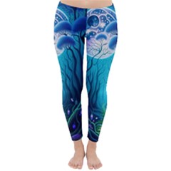 Forrest Jungle Blue Artwork Classic Winter Leggings by Jancukart