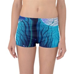 Forrest Jungle Blue Artwork Reversible Boyleg Bikini Bottoms