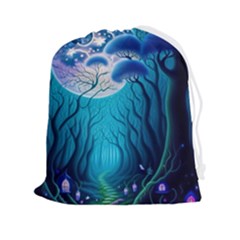 Forrest Jungle Blue Artwork Drawstring Pouch (2xl)