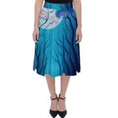 Forrest Jungle Blue Artwork Classic Midi Skirt