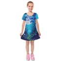 Forrest Jungle Blue Artwork Kids  Short Sleeve Velvet Dress View1