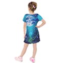 Forrest Jungle Blue Artwork Kids  Short Sleeve Velvet Dress View2