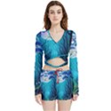 Forrest Jungle Blue Artwork Velvet Wrap Crop Top and Shorts Set View1