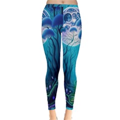 Forrest Jungle Blue Artwork Inside Out Leggings