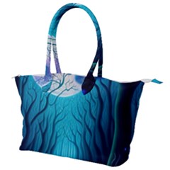 Forrest Jungle Blue Artwork Canvas Shoulder Bag