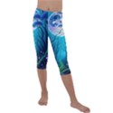 Forrest Jungle Blue Artwork Kids  Lightweight Velour Capri Leggings  View1