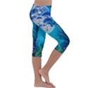 Forrest Jungle Blue Artwork Kids  Lightweight Velour Capri Leggings  View3