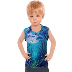 Forrest Jungle Blue Artwork Kids  Sport Tank Top