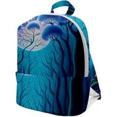 Forrest Jungle Blue Artwork Zip Up Backpack