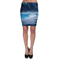 Thunderstorm Storm Tsunami Waves Ocean Sea Bodycon Skirt