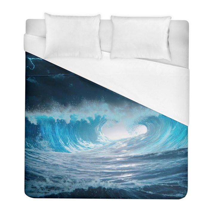 Thunderstorm Storm Tsunami Waves Ocean Sea Duvet Cover (Full/ Double Size)