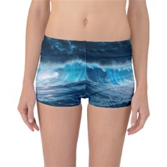 Thunderstorm Storm Tsunami Waves Ocean Sea Reversible Boyleg Bikini Bottoms by Jancukart