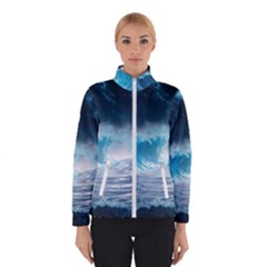 Thunderstorm Storm Tsunami Waves Ocean Sea Women s Bomber Jacket