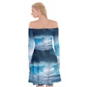 Thunderstorm Storm Tsunami Waves Ocean Sea Off Shoulder Skater Dress View2