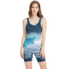 Thunderstorm Storm Tsunami Waves Ocean Sea Women s Wrestling Singlet