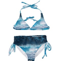 Thunderstorm Storm Tsunami Waves Ocean Sea Kids  Classic Bikini Set by Jancukart