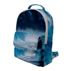 Thunderstorm Storm Tsunami Waves Ocean Sea Flap Pocket Backpack (large)