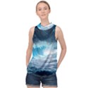 Thunderstorm Storm Tsunami Waves Ocean Sea High Neck Satin Top View1